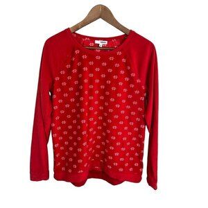 Sonoma Red White Patterned Velour Pajama Top Shirt Women's Medium